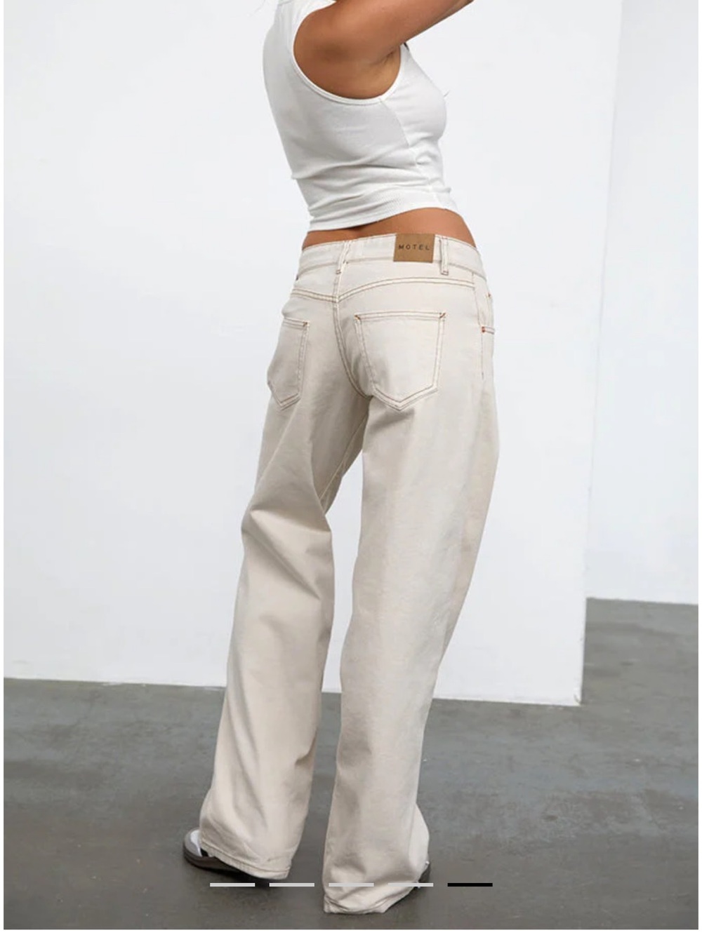 Motel Rocks Wide Leg Jeans in Light Beige